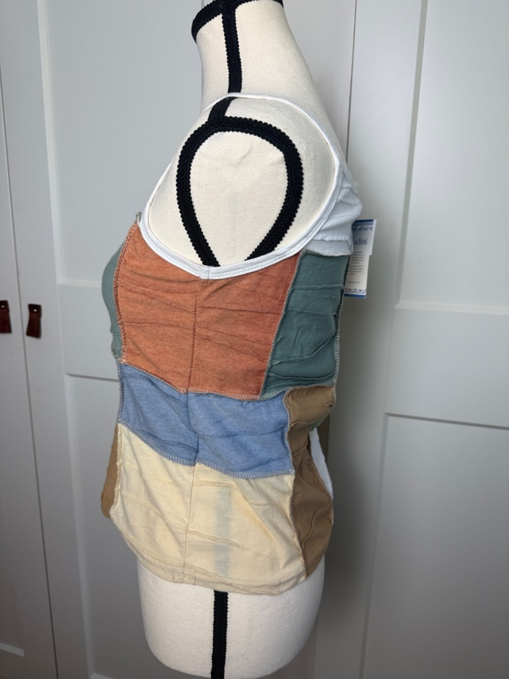 NWT Patchwork Multicolor Spaghetti Strap Tank Top cottage core bohemian small - Picture 3 of 10